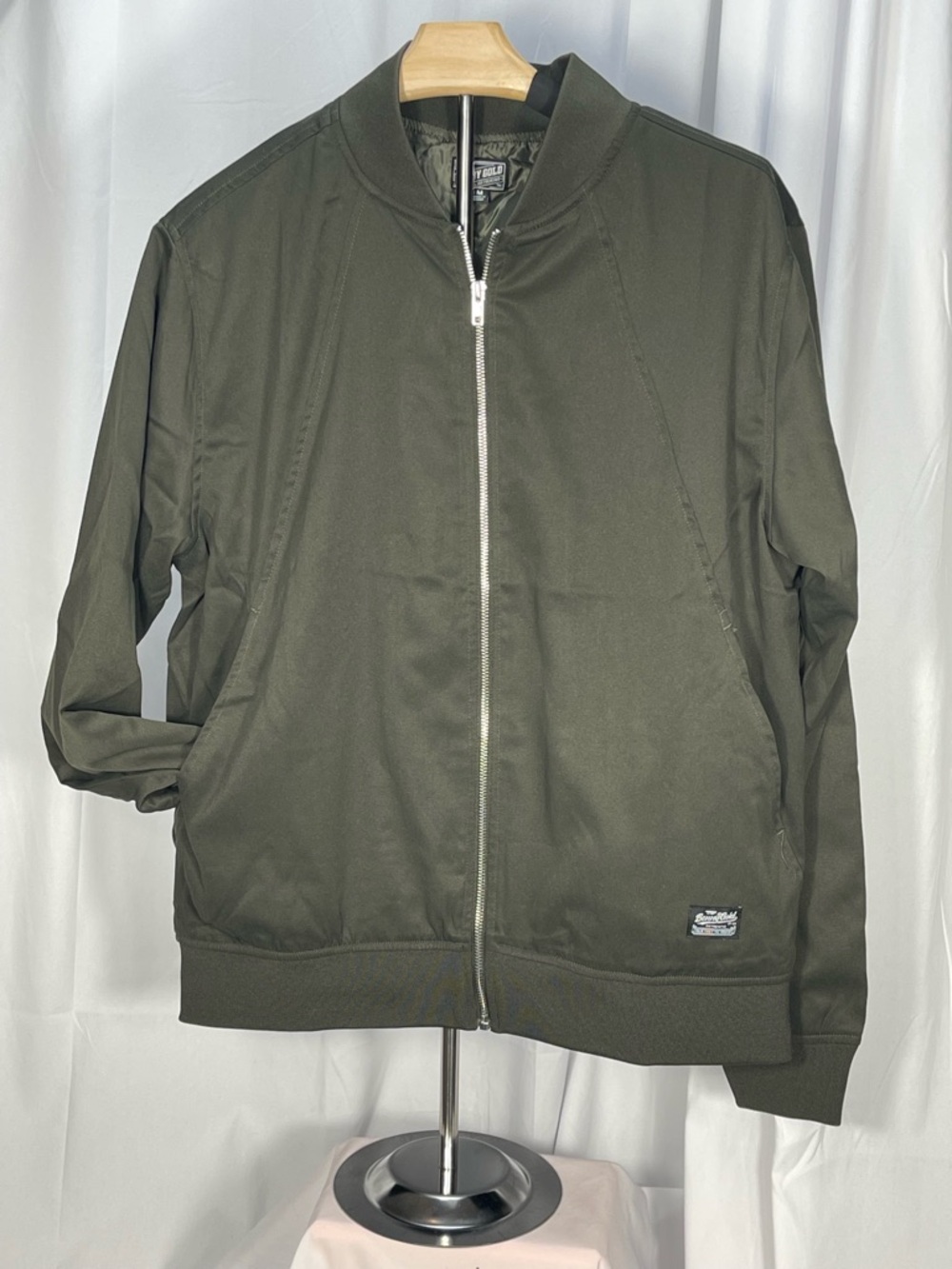 Benny Gold: OG streetwear Men's Olive Zip-Up lightweight Aviator Jacket Sz M